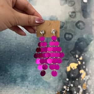 Fuschia Pink Chandelier Earring| B
